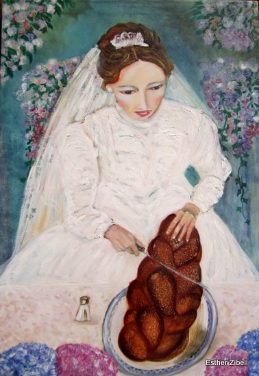Bride cutting the challah