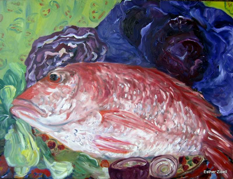 still life with red snapper