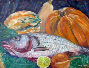 still life with sea bass